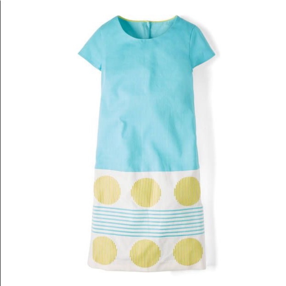Boden Summer Fun Turquoise Circle Border Dress 6
